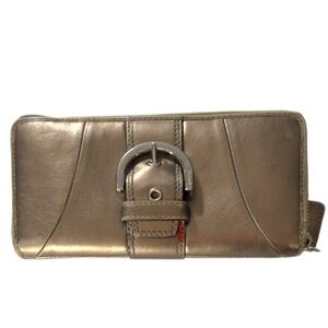 Vintage Coach Soho women’s wallet metallic gold leather w/buckle Pre-owned